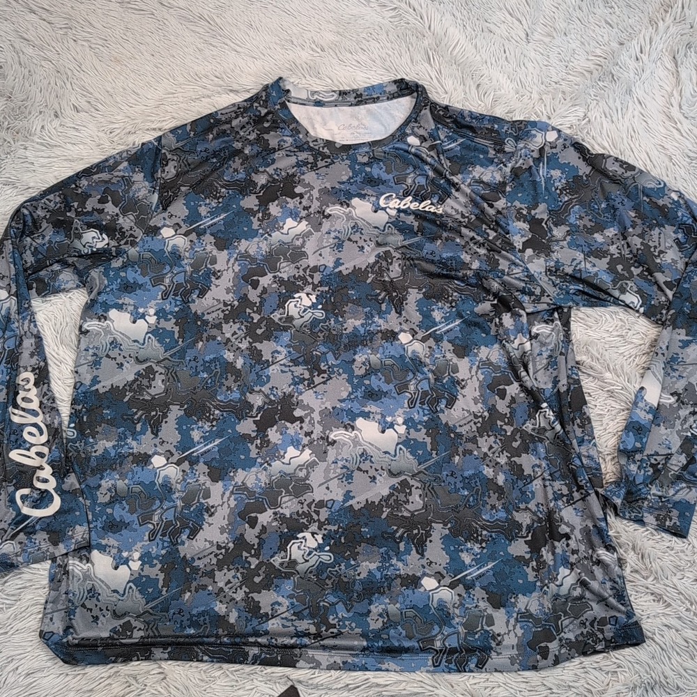 Cabela's Shirt Mens 2XL Blue Viper Stretch Athletic Active Casual Fishing